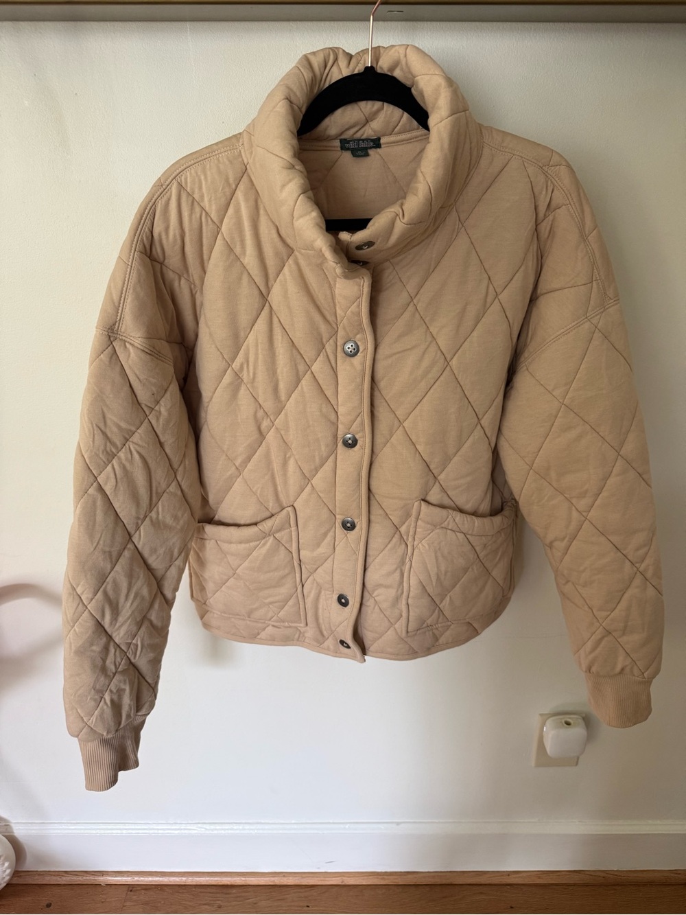 wild fable Short Quilted Puffer Jacket in Tan Beige